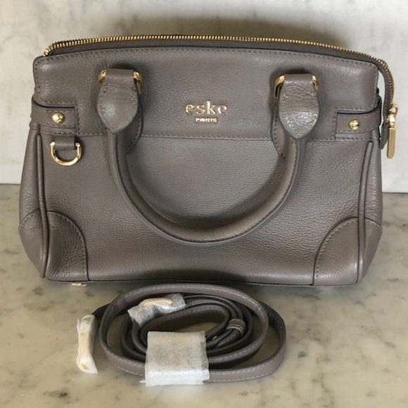 Eske Handbags - ESKE Paris BA477 Terra City Grey Leather Satchel Shoulder Bag